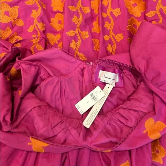 Anthropologie Vibrant Pink and Orange Midi Dress - Picture 9 of 12